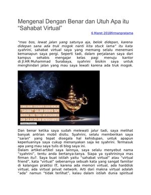 Mengenal Dengan Benar Dan Utuh Apa Itu “Sahabat Virtual” Firman Pratama
