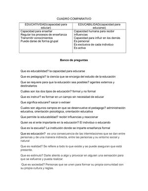 Cuadro Comparativo Y Banco De Preguntas