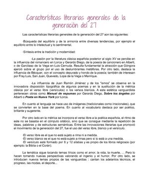 Características Literarias Generales