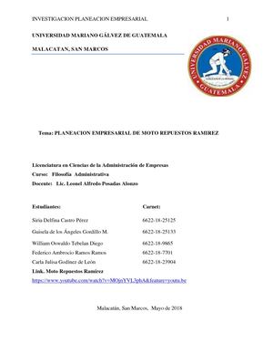 Planeación Empresarial Motos Repuestos Ramirez