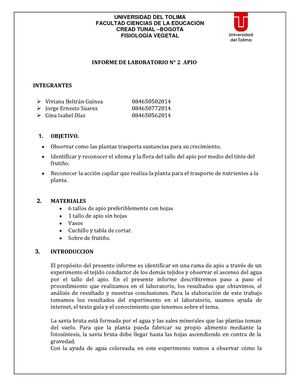 Informe De Labororatorio Apio