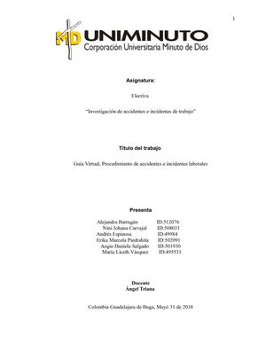 Guía Virtual,  Procedimiento de investigación de accidentes e incidentes laborales