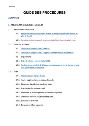 Sommaire Procédures Iris