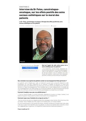Soins socio-esthétiques Itw Dr Fotso Cancérologue Oncologue CHVSM Est Rep25052018