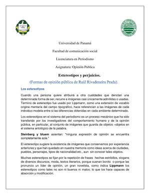 Esterotipos Y Perjucios