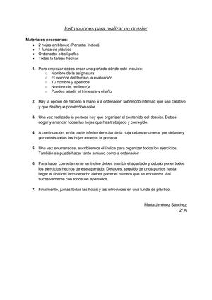 Instrucciones Para Realizar Un Dossier