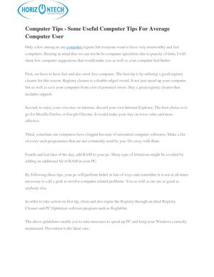 Computer Tips Some Useful Computer Tips For Average Computer User
