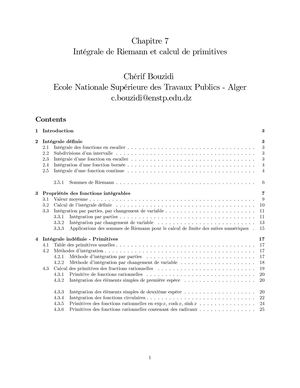 Intégrale De Riemann Et Calcul De Primitives