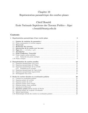 Représentation Paramétrique Des Courbes Planes