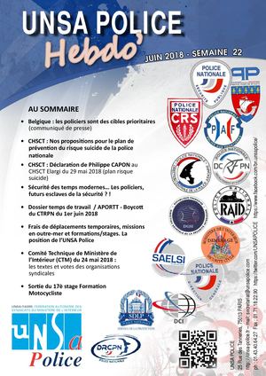 UNSA Police Hebdo' 2018 semaine 22