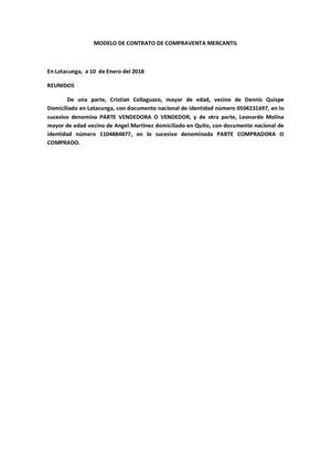 Modelo De Contrato De Compraventa Mercantil 2