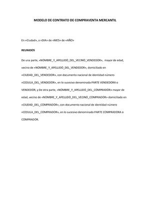 Modelo De Contrato De Compraventa Mercantil Mjlb