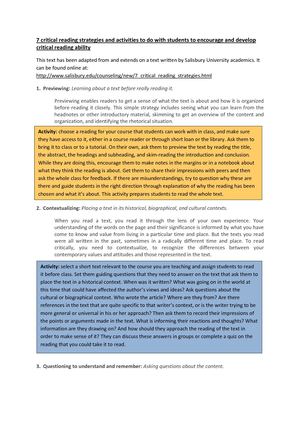 7 Critical Reading Strategies And Activities To Do With Students
