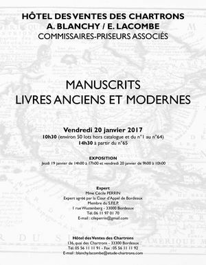 20/01/2017 - Bordeaux - Manuscrits, Livres Anciens &amp; Modernes