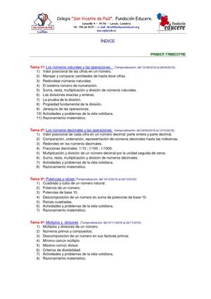 Tema 1 Matematicas Sexto Curso 2016 2017