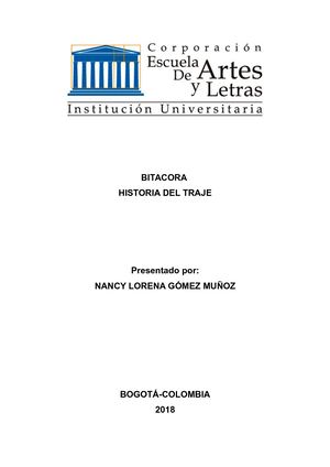Bitacora Historia Del Vestuario