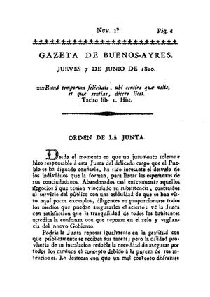 La Gazeta De Buenos Ayres 7-06-1810