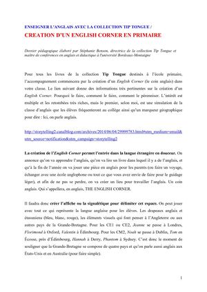 Tip Tongue Creation English Corner Primaire