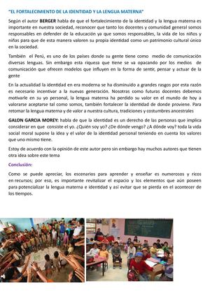 El Fortalecimiento De La Identidad Y La Lengua Materna