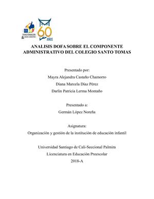 Analisis Del Componente Administrativo de una institución