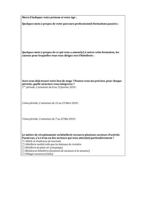 Questionnaire Stagiaires Instep