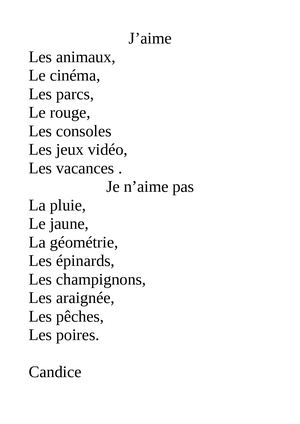 J'aime Je N'aime Pas Candice