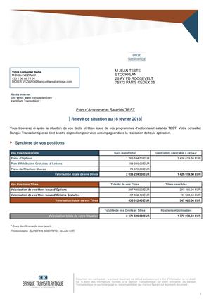 Relevé Transat Plan