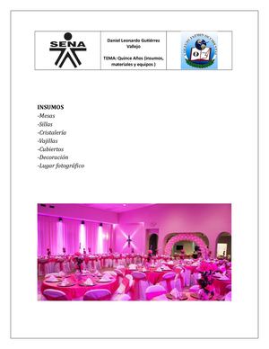 insumos,materiales y equipos - Quince años