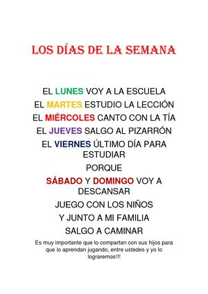 Los Días De La Semanaviajero3