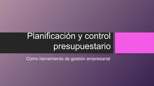 Planificación y control presupuestario como herramienta de gestión empresarial