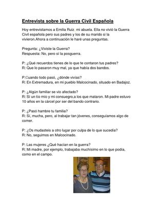 Entrevista Sobre La Guerra Civil Española Caste