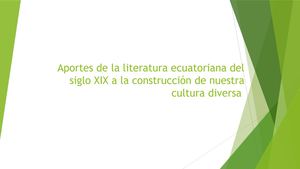 Aportes De La Literatura Ecuatoriana Del Siglo Xix