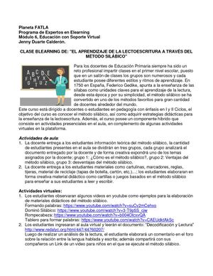 El Parendizaje De La Lecto Escritura A Traves Del Metodo Silabico