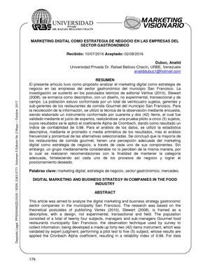 Marketing Digital Como Estrategia De Negocio En Las Empresas Del Sector Gastronómico