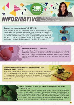 INFORMATIVO - PROJETOS DE LEI - DEPUTADA IONE PINHEIRO