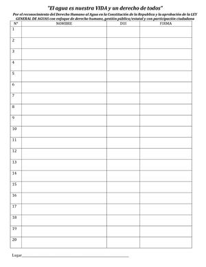 Formato De Recolección De Firmas 2018