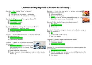 Correction Du Quiz Du Club Manga
