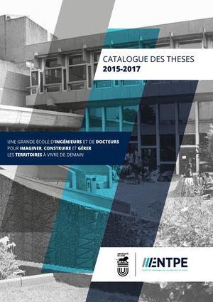 Catalogue des thèses Entpe 2015 2017