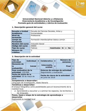 Guía De Actividades Y Rúbrica De Evaluación Paso 4 Realizar Ensayo Fotográfico