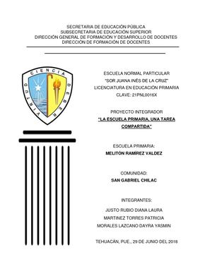 LA ESCUELA PRIMARIA, UNA TAREA COMPARTIDA
