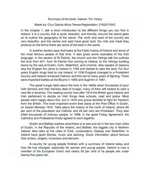 Summary Of The Book Ireland