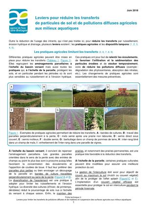 Fiche Technique 2 - Leviers pour réduire les transferts de particules de sol et de pollutions diffuses agricoles aux milieux aquatiques