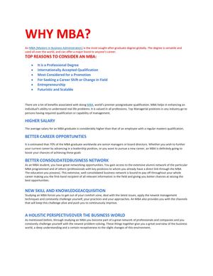 WHY MBA?