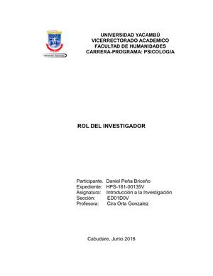 Rol del Investigador