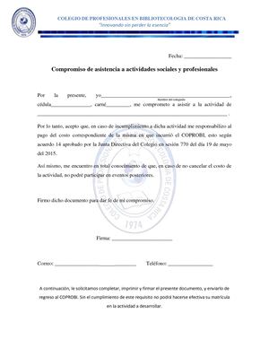 Compromiso De Asistencia A Actividades