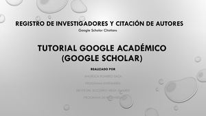 Tutorial Acerca De Google Académico
