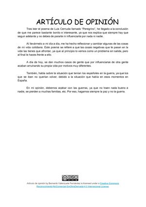 Artículo De Opinión