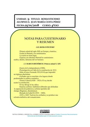Notas Cornell Romanticismo