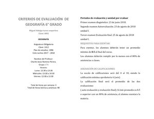 Criterios De Evaluación 6° grado.