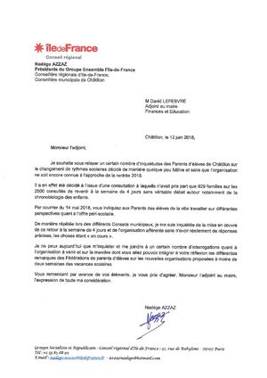Mon courrier à l'attention de M. David Lefebvre, Adjoint au Maire en charge de l'Education